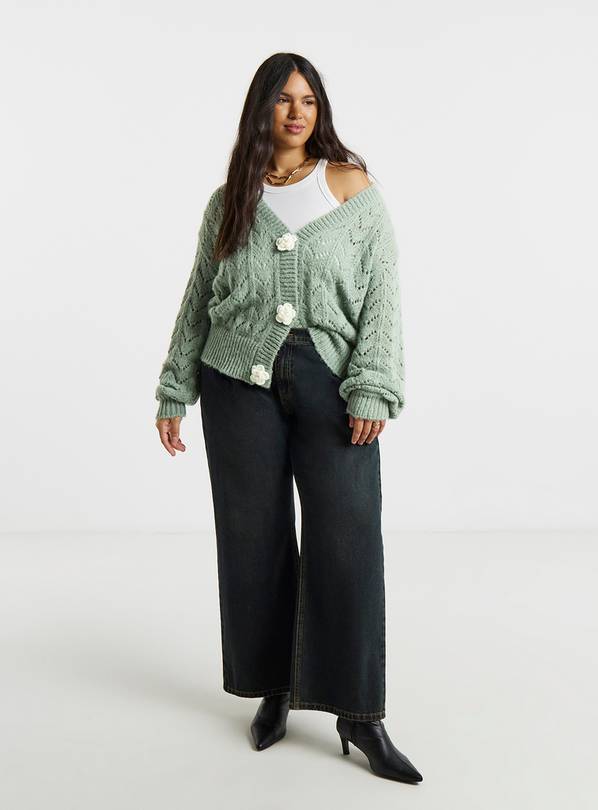 SIMPLY BE Crochet Flower Pointelle Cardigan 24-26